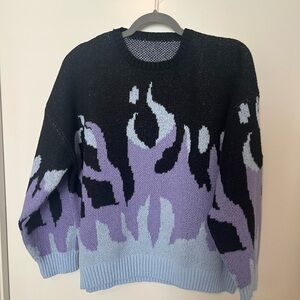 Black and Purple Flames Sweater